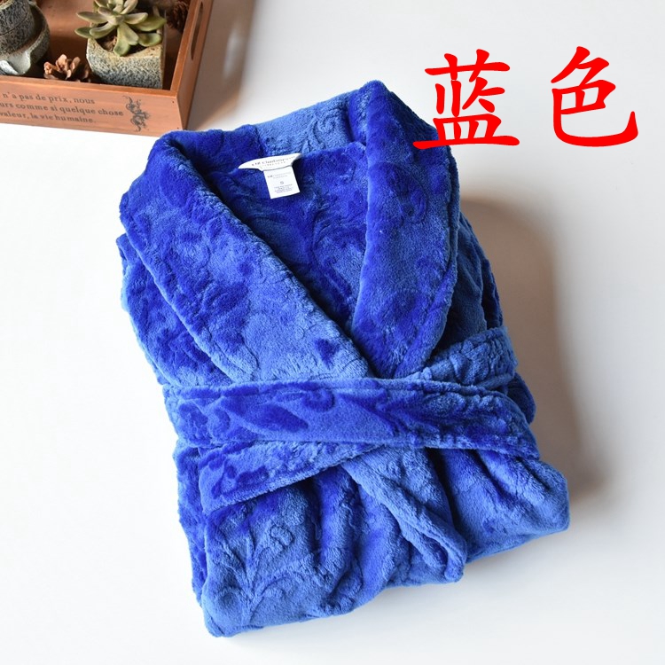 Mùa thu và mùa đông mới của phụ nữ áo choàng flannel áo choàng ba chiều chạm khắc ấm áp nam và nữ cặp vợ chồng dịch vụ nhà dài mềm áo tắm nam nữ