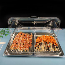 Marinated dish cooked food display tray with lid plastic transparent dust cover stainless steel large cold dish string tray 6040