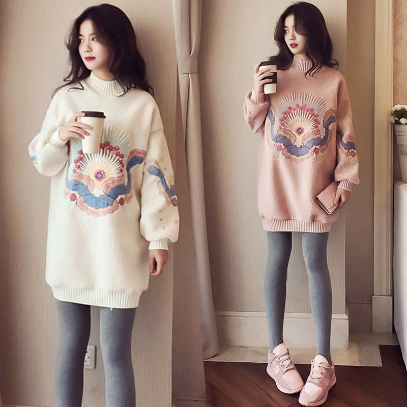 12.28 Winter Tops 2021 New Fashion Sweatshirt Medium Long Autumn Winter Plus Pile Thickened Jacket Woman