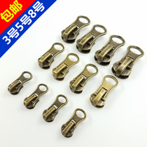 Metal zipped head 3 5 No. 8 metal zipped head ancient bronze color retro nostalgia pull head clothes laps