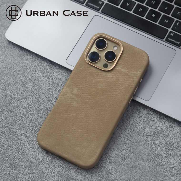 Urban Tan Fabric Gold Camera Ring iPhone Case