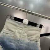 Весенний цветной комплект, джинсовая юбка, шорты, 2023 года, градиент, высокая талия