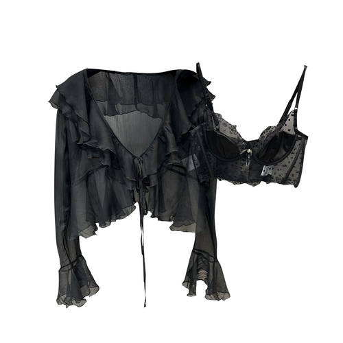 Весенняя летняя кружевная рубашка, комплект, 2023 года, эффект подтяжки