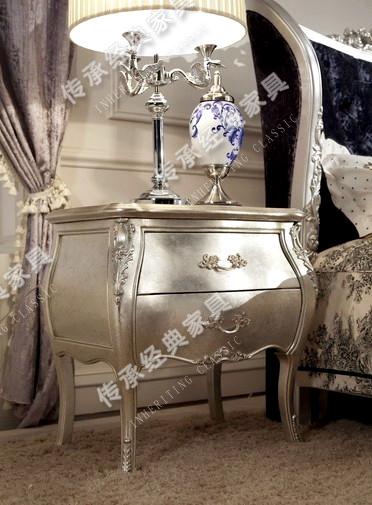 Neoclassical Bed Head Cabinet Luxurious Bedroom Home Innate Solid Wood Bed Head Cabinet Champagne Silver Leaf Furniture