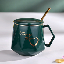 Ceramic Cups Home Coffee Cups Creative Personality Trends Mark Cups with cover spoons office lovers water glasses