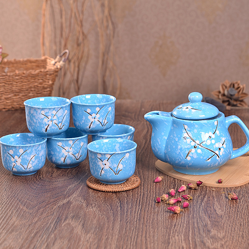 Ceramic Tea Set Group Day Style Snow Plum Porcelain Modern Minimalist Home Whole Kungfu Teapot Teapot Six Cups Gift Box