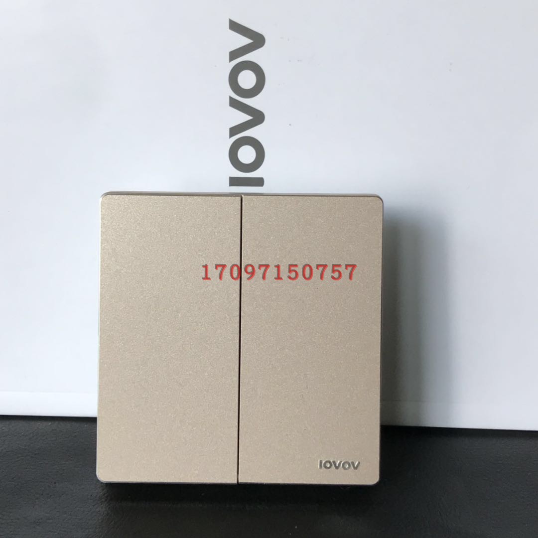 lovov love switch socket s6 large plate champagne gold aluminum plate two open multi-control lovov switch