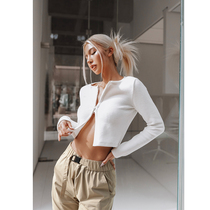 ARIALEISURE French velvet long sleeve fitness coat womens knitted round neck sports shirt autumn winter yoga suit