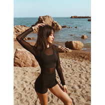 ARIALEISURE Grid Long Sleeve T-shirt Fitness Sports Underwear Stretch Yoga Shorts Women