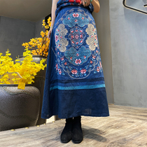 (Hangzhou Hiriu dress) Linen Heavy work embroidered half-skirt ethnic wind 2021 Summer