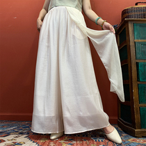 (Hangzhou Hireu Dress) Silk Broadlegged Pants Down the Flutchy Double Retro Art Zen Tea Pants