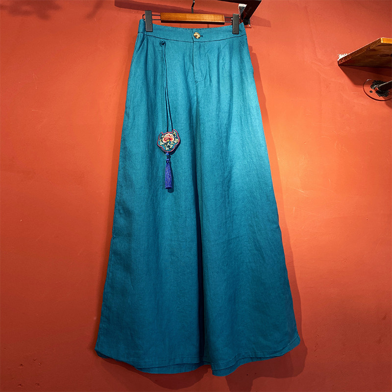 (Hangzhou Xiliu Clothing) Linen purse wide-leg pants spring and summer 2021 ethnic style