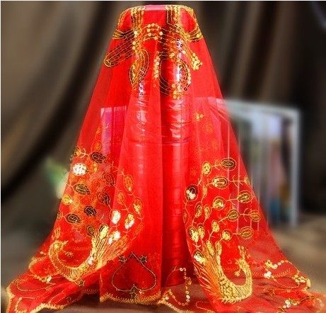 Marriage supplies cover bride Phoenix bride bride red cover head veil wedding dress dress married woman