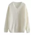 Miki / Nhật Bản trắng cổ chữ V áo len nhỏ len áo len lỏng lẻo mặc mùa thu đông