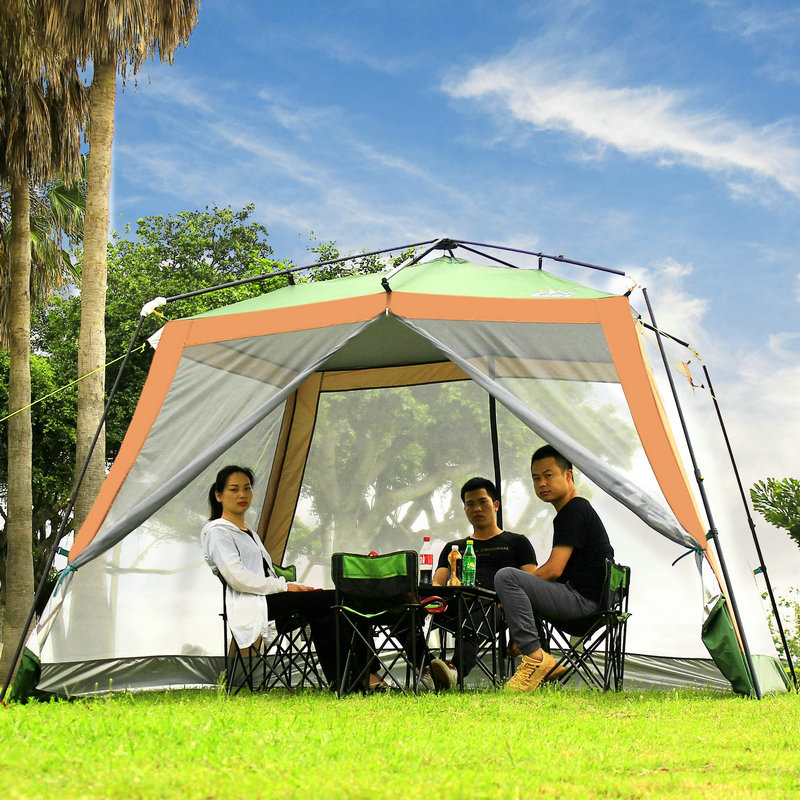 Multi-person outdoor sun-shading automatic tent mosquito-proof thickened cool shed Rain-proof beach sun protection fishing barbecue picnic