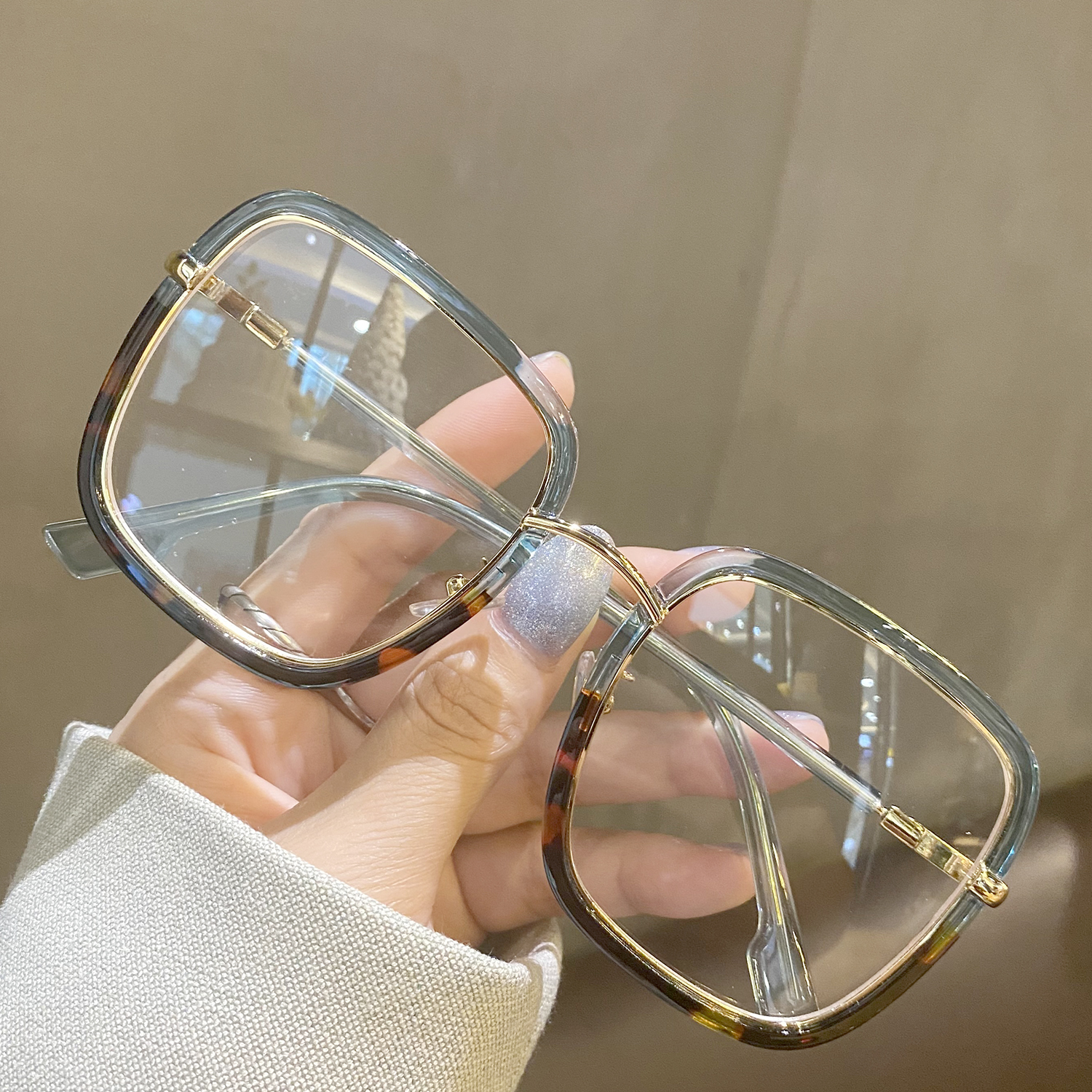 2021 New green color color color star fashion box can be equipped with proximity mirror anti - blue - ray Han flat frame