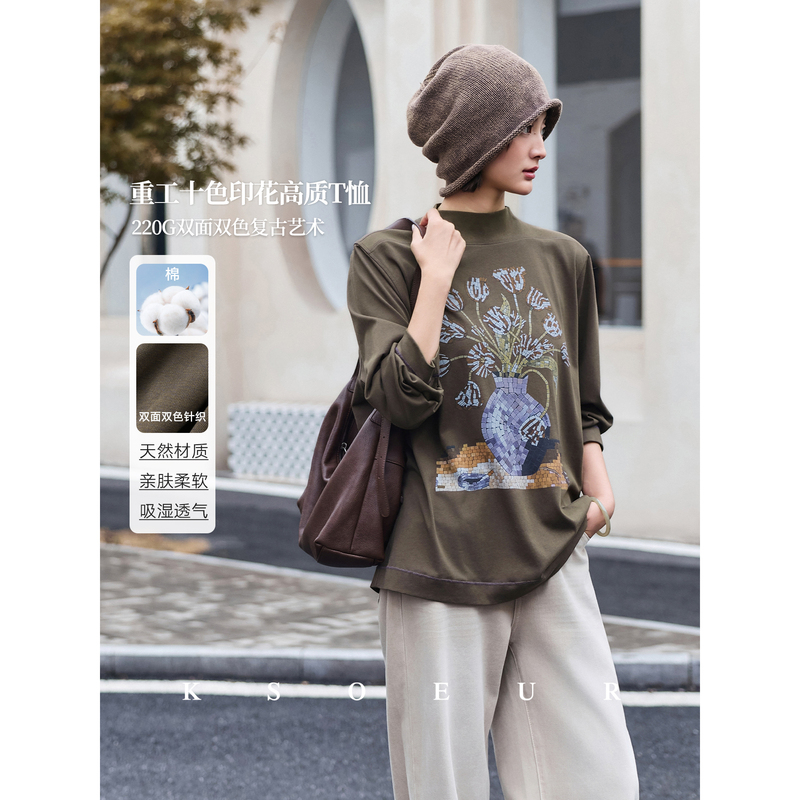 K Sister Ksoeur【Picasso】220G Double-Sided Two-Tone Vintage Art Heavy-Duty Ten-Color Printed High-Quality T-Shirt for Women K Sister Ksoeur【Picasso】220G Double-Sided Two-Tone Vintage Art Heavy-Duty Ten-Color Printed High-Quality T-Shirt for Women