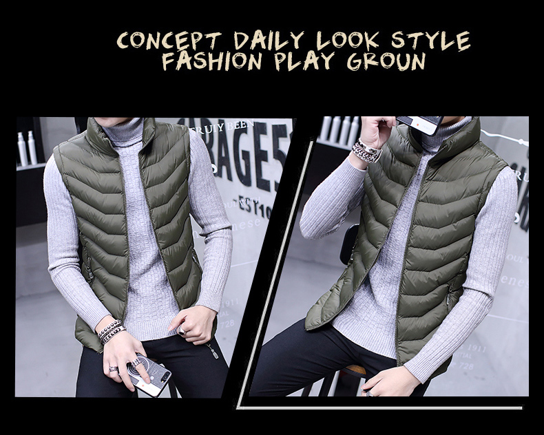 Mùa thu và mùa đông vest nam áo khoác ấm xuống quần áo cotton vest không tay vest nam Hàn Quốc phiên bản của xu hướng của nam giới vest