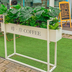 Outdoor wrought iron flower stand, simple plantable flower trough, coffee and milk tea shop fence and partition, custom-made flower box outside the shop