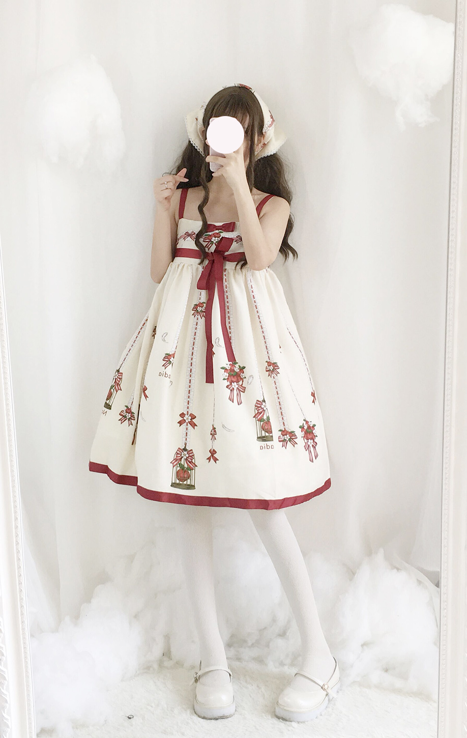Nhật Bản mềm mại quần áo nhỏ eo cao Lolita váy hàng ngày ánh sáng lo váy trắng lông vũ Lin Yi jsk váy đầm xếp ly eo