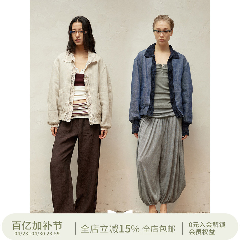 Square Circle Original Design Wool Jacquard Patchwork Double Placket Lining Printed Jacket