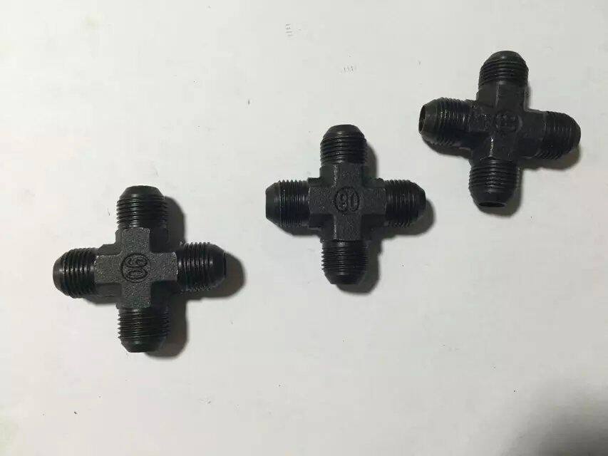 Hydraulic high-pressure tubing transition joint external tooth four-way pipe connector flat mouth flaring tip 14 * 1 5 18 * 1 5