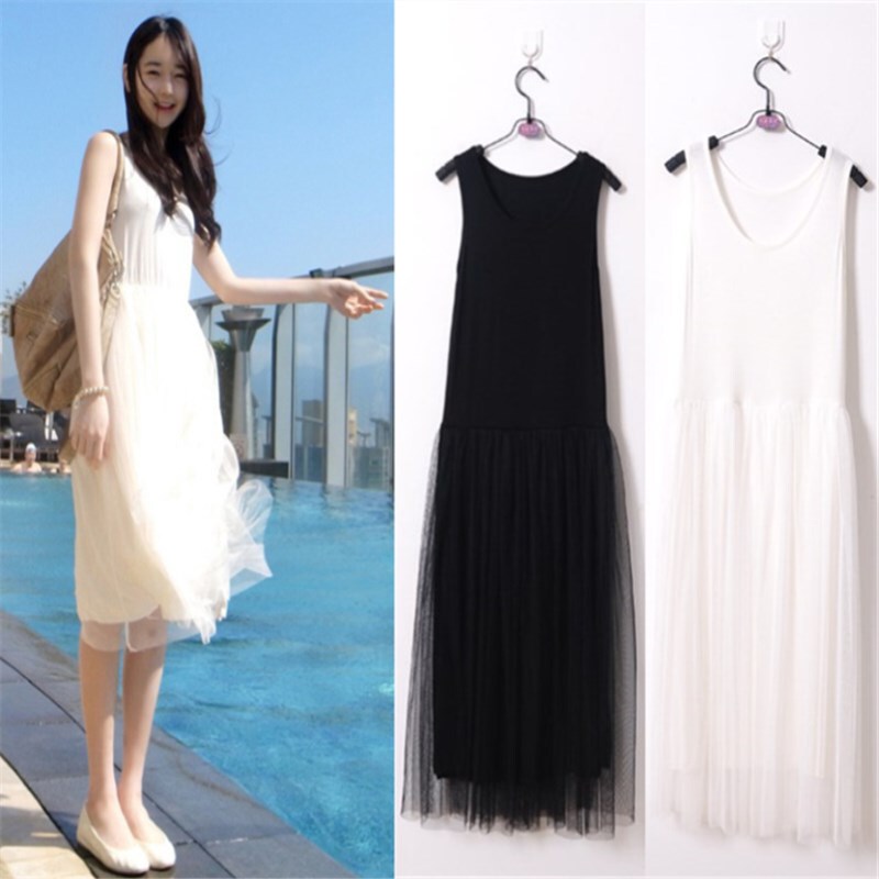 Summer Women's Mesh Skirt Modal Camisole Dress Sleeveless Dress New Pleated Gauze Skirt Long Skirt Summer Women's Mesh Skirt Modal Camisole Dress Sleeveless Dress New Pleated Gauze Skirt Long Skirt