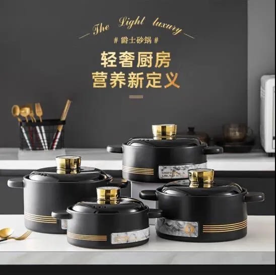 Chef's Lady Ceramic Casserole High-Temperature Resistant Ceramic Stew Pot for Home Use, Suitable for Soup and Dry Cooking, Special for Gas Stoves, Porridge and Soup Pot