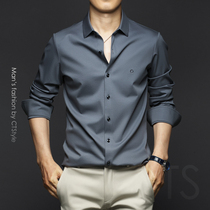 Spring Summer mens casual long sleeves shirt pure cotton silk light cotton lining T-shirt 2022 ice silk mens slim fit