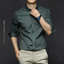 Spring Autumn Season Mens Silk Light Cotton Long Sleeve Shirt Ice Silk Dressing Free Of Scalding Shirt 2022 New Business Casual Mens Clothing