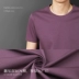 Mùa hè cotton kẻ sọc nam ngắn tay cổ tròn áo thun lụa băng xu hướng cotton từ bi trung niên áo dài tay áo polo  Áo phông ngắn