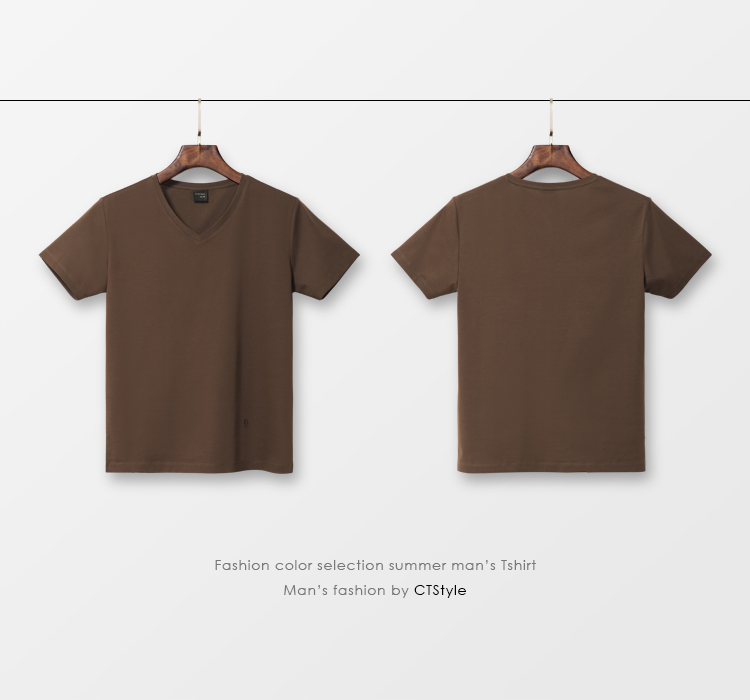 Áo thun cotton tay ngắn cotton cổ chữ V tay cotton nửa tay lỏng lẻo màu băng lụa trong tay áo người cao tuổi chạm đáy áo quần nam Áo thun nam Hàn Quốc
