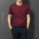 Mùa hè cotton kẻ sọc nam ngắn tay cổ tròn áo thun lụa băng xu hướng cotton từ bi trung niên áo dài tay áo polo 