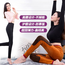 2022 new warm pants female glint with high waist and autumn trousers female thickened kneecap large yard can be outworn with undercotton pants