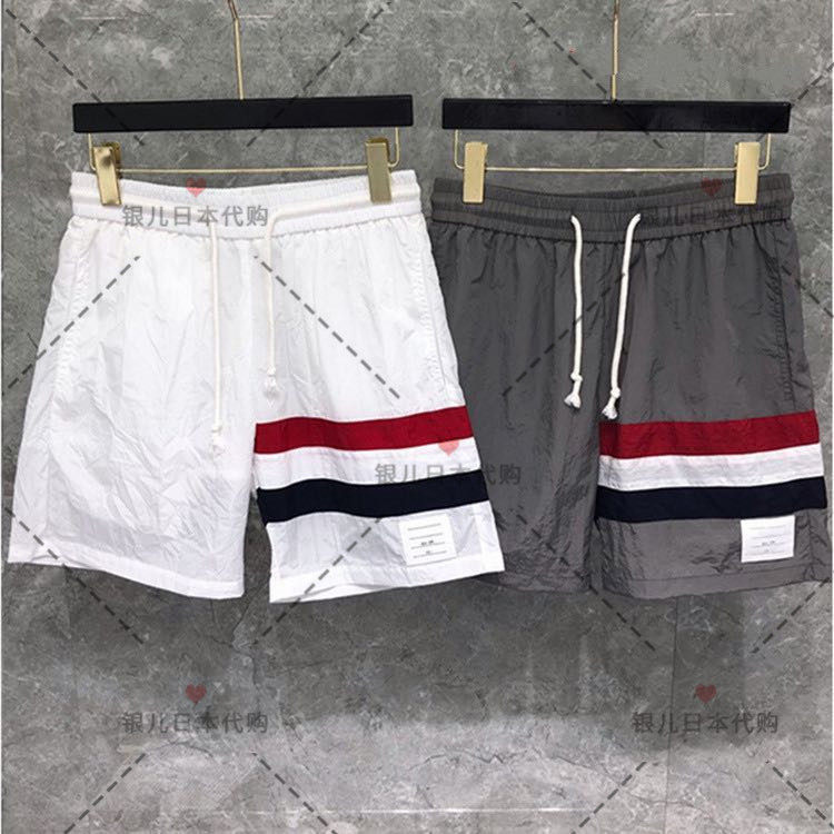 Silver Children's Day Thom Browne 20SS New TB Straight Speed Dry Beach Shorts Webbing Splicing 50% Pants