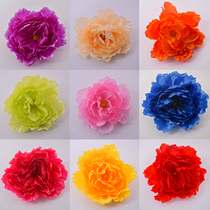 Simulation peony flower with pole headdress flower dance performance props Flower head wrist flower kindergarten dance hand flower