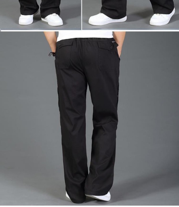 Mùa thu quần nam dày phần cộng với phân bón XL quần cotton thẳng ngoài quần áo bảo hộ lao động ngoài trời quần béo nam áo nam đẹp