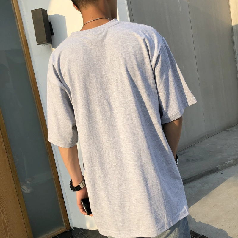 Mùa hè mới tay ngắn nam thương hiệu thủy triều cộng với phân bón XL lỏng cổ tròn áo thun sinh viên hip-hop xu hướng thân hình mập mạp áo thun trắng trơn