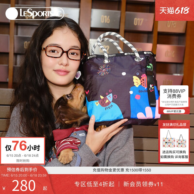 Lesportsac New Cute Duck-Themed Women's Commuter Bag, Office Handbag, Double-Sided Tote Bag
