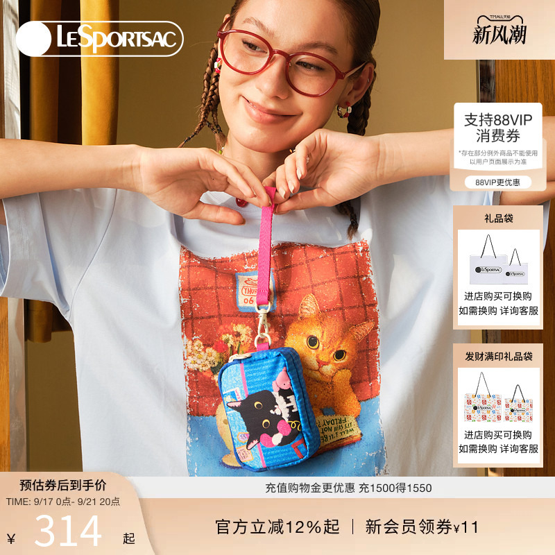 Lesportsac New Newnew Collaboration Cute Wallet Three-Layer Zipper Storage Card Holder Clutch Bag