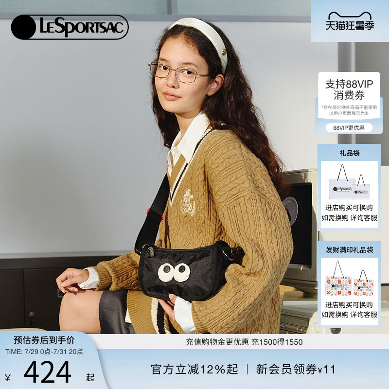 Lesportsac New Big-Eyed Boy Handbag, Cute and Versatile, Suitable for Commuting and Travel, Single Shoulder Crossbody Bag
