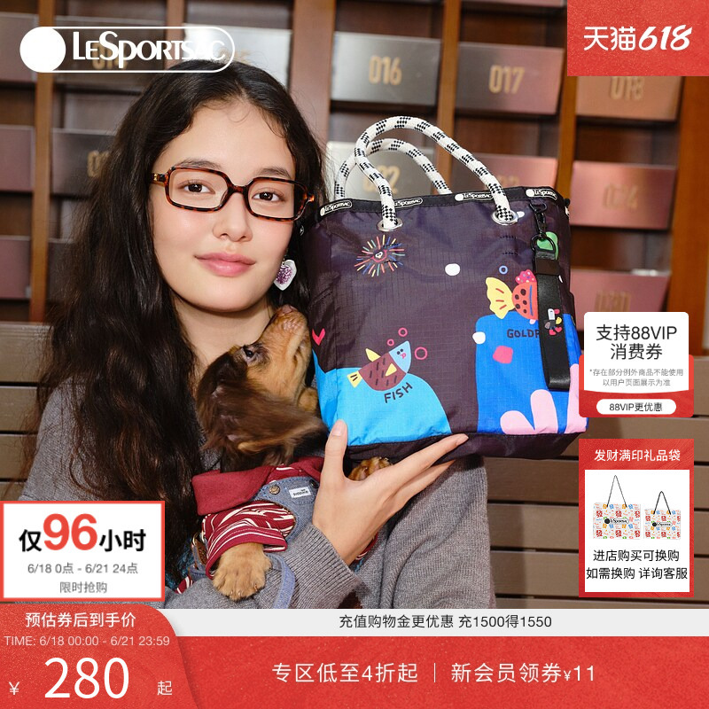 Lesportsac New Cute Duck-Themed Women's Commuter Bag, Office Handbag, Double-Sided Tote Bag
