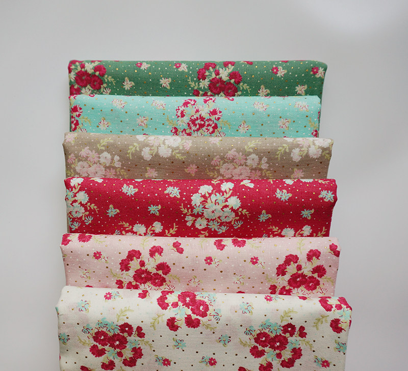 Japan imports Luxiang La conner pure cotton bronzing cloth block bronzing big flower 6 colors optional