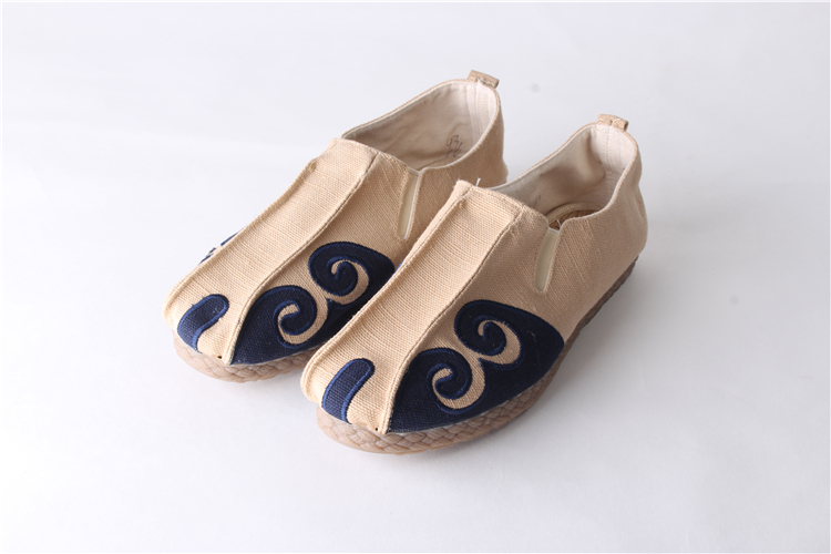 Trung quốc phong cách retro linen nam giày thêu Trung Quốc old Bắc Kinh giày vải handmade thiền nằm giày giày thường thấp giày thể thao sneaker