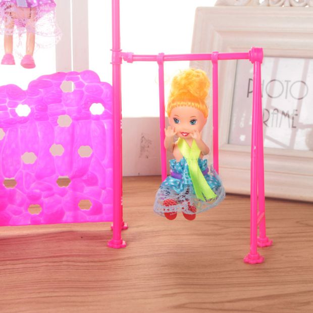 Play House Barbie Doll Girl Đồ chơi trẻ em Ken Công viên giải trí Kelly Little Kelly Đặt phụ kiện công chúa đu cua hang bup be