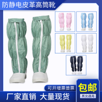 Anti-static open net high tube shoes Blue and white boots PVC dust-free dust-proof shoes Labor insurance shoes PU soft-soled high boots