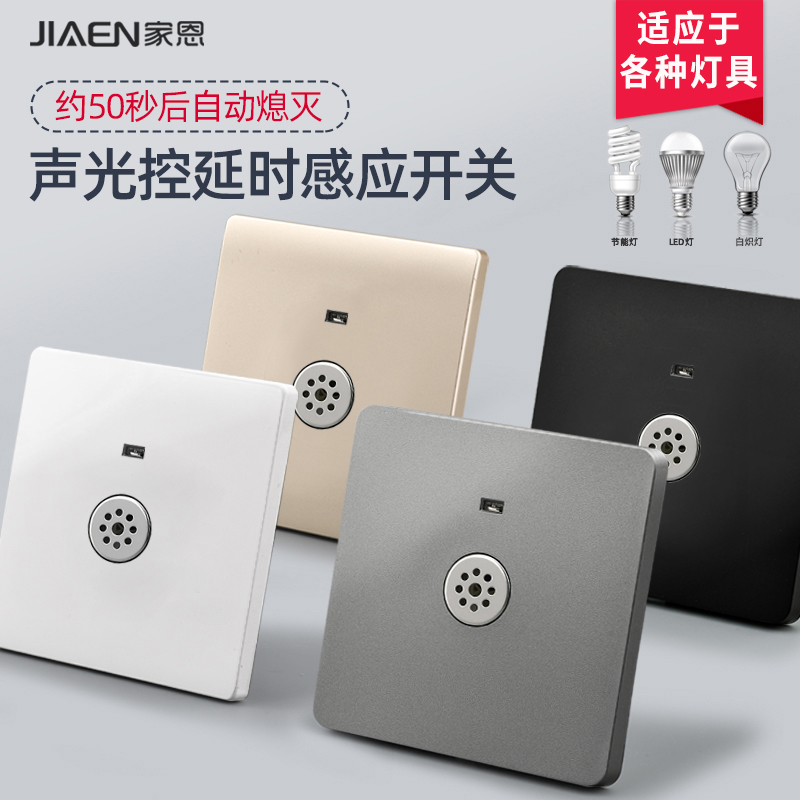 86 high power dark installation sound and light control delay switch panel floor aisle property light control voice control induction switch LED