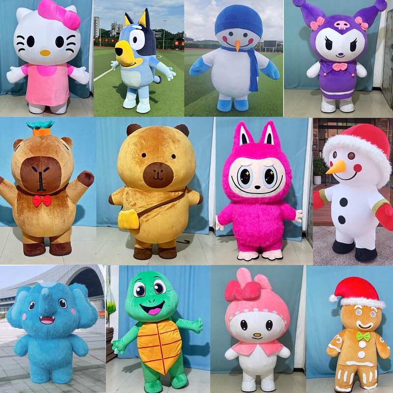 Inflatable Giant Panda Polar Bear Elephant Koala Kigurumi Kt Cat Cartoon Mascot Costume Capybara Plush Toy