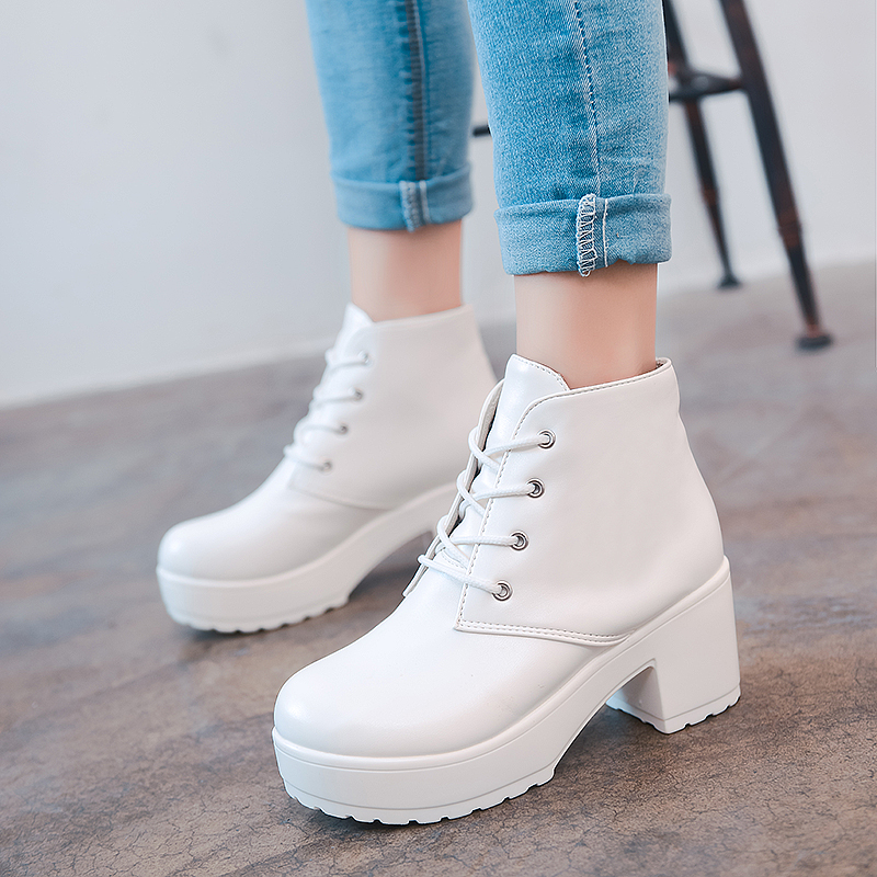 Phổ Cos Tinh Khiết Trắng Đen Nâu Boots Ren Cao Gót Con Rối Đồng Phục Học Sinh Loli Lolita Kích Thước Lớn 41234