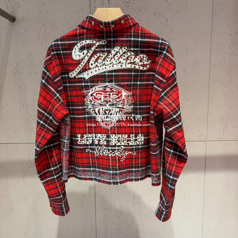 Ed Hardy Trendy Brand Genuine Product 2026 Autumn Women's Rhinestone Casual Plaid Long-Sleeve Shirt E1Scw032 Ed Hardy Trendy Brand Genuine Product 2026 Autumn Women's Rhinestone Casual Plaid Long-Sleeve Shirt E1Scw032